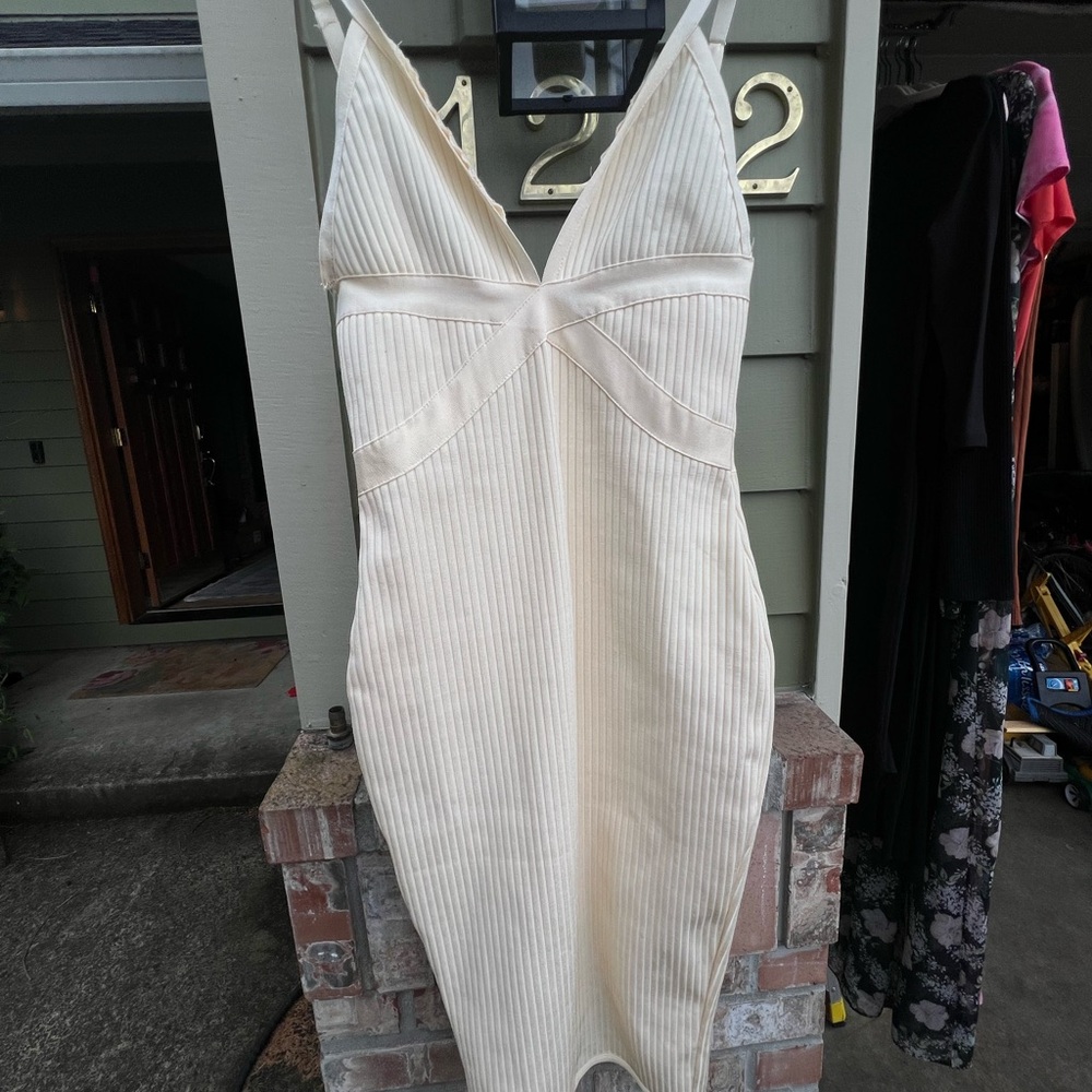 Fashion Nova Cream Midi Dress